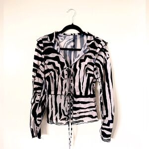 Zebra Print Sheer Blouse